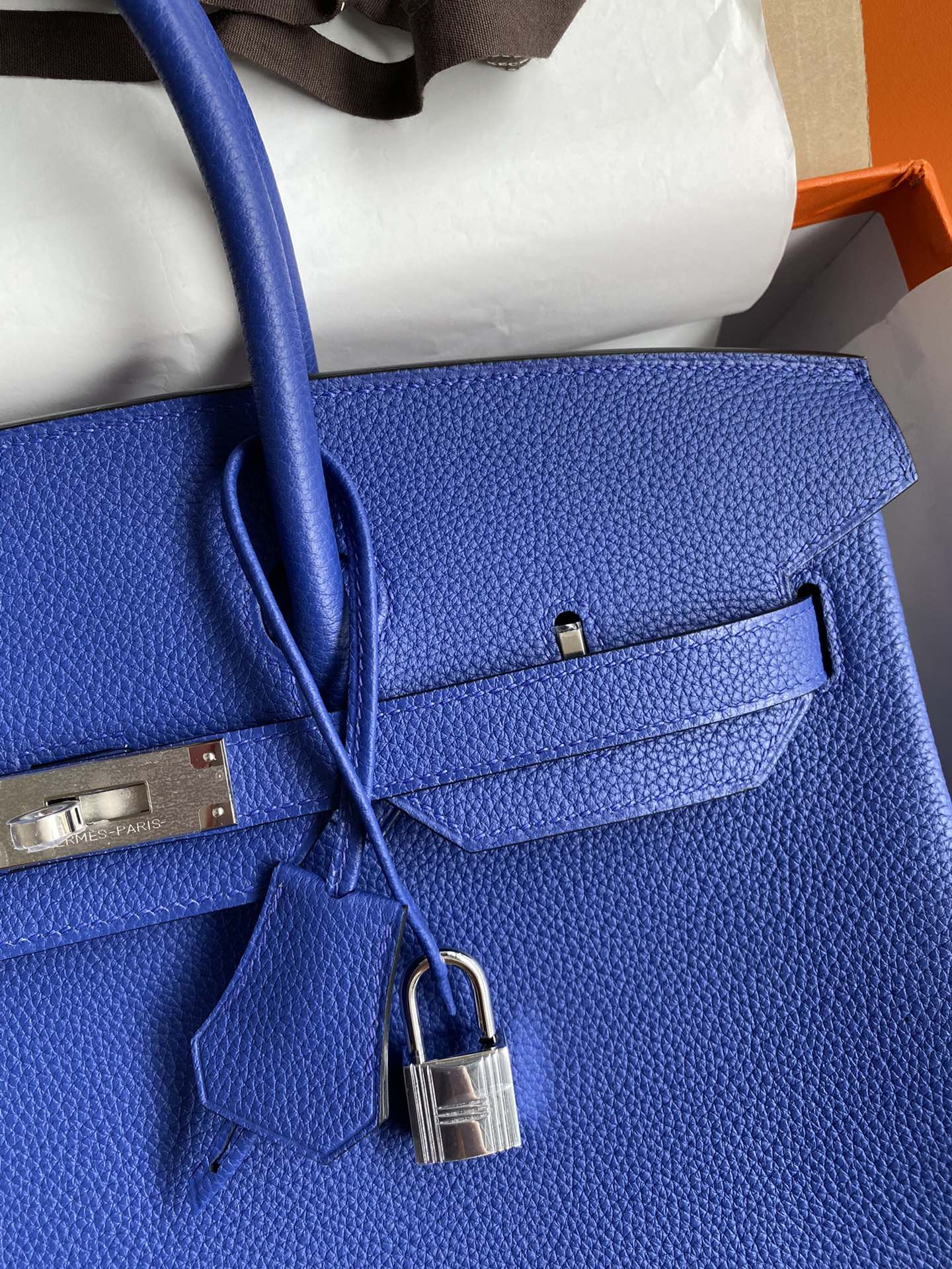 Hermes Birkin 35CM Togo Leather Handbag Blue Royal